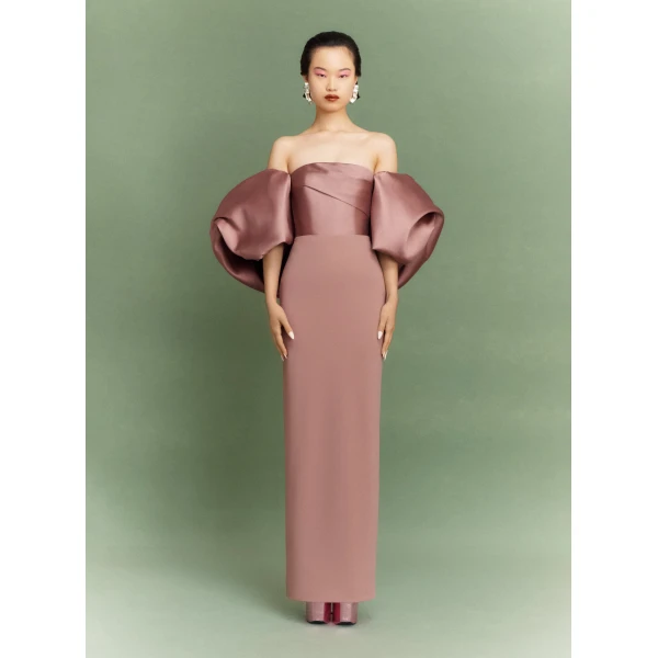 Solace London Brown The Floris Maxi Dress in Cocoa