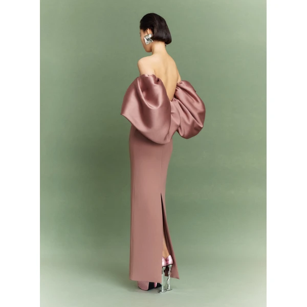 Solace London Brown The Floris Maxi Dress in Cocoa