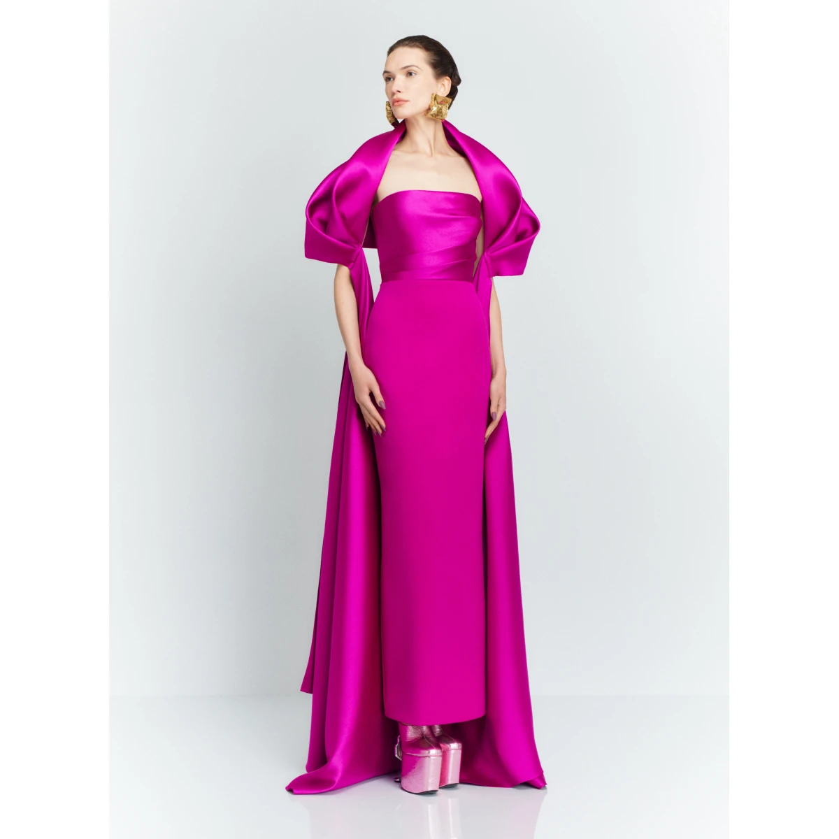 Solace London Pink The Vera Maxi Dress in Fuchsia