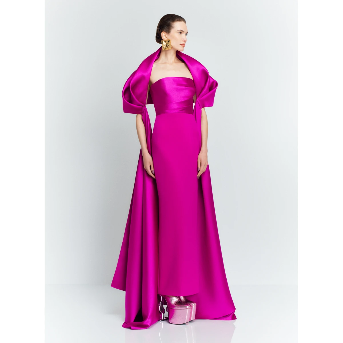 Solace London Pink The Vera Maxi Dress in Fuchsia