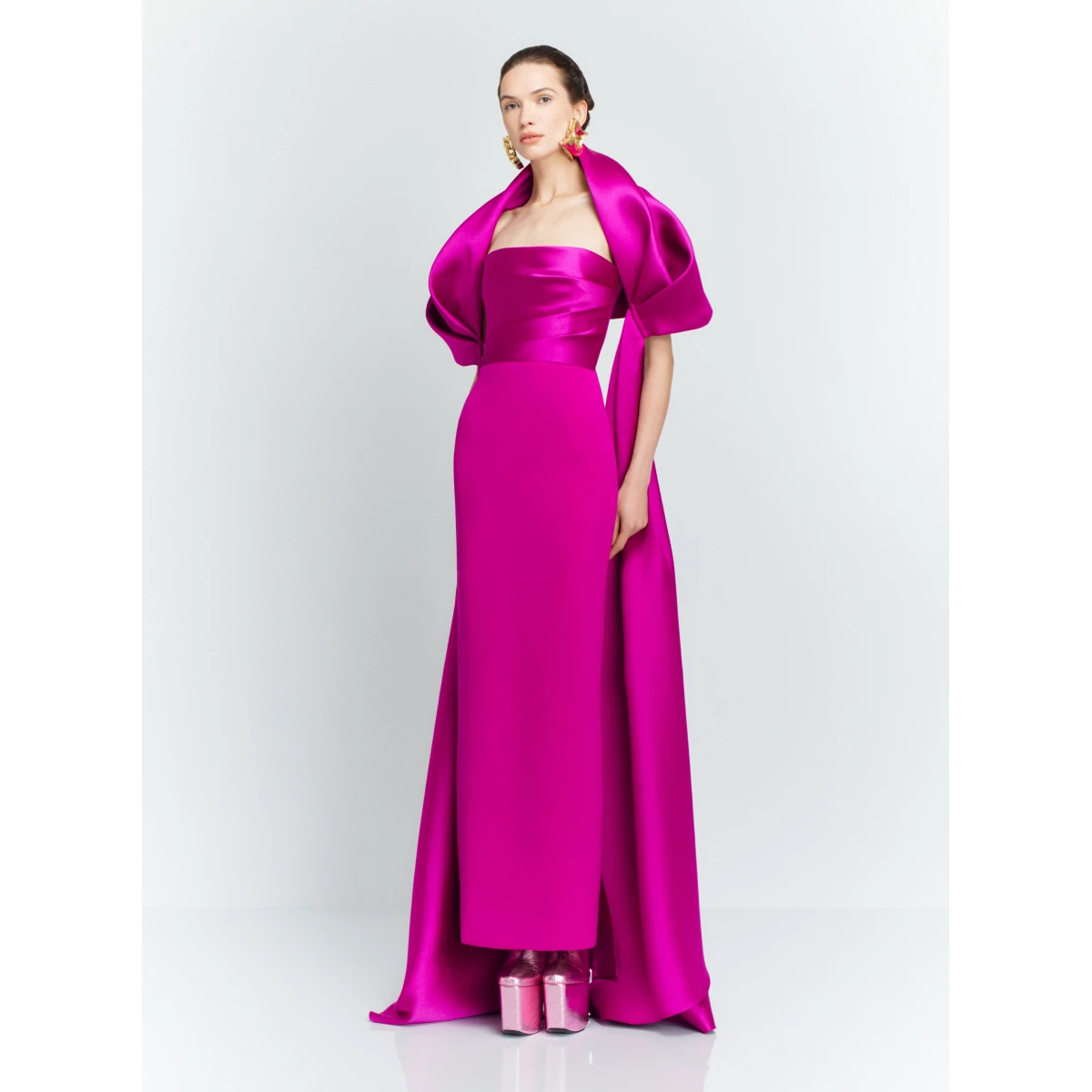 Solace London Pink The Vera Maxi Dress in Fuchsia