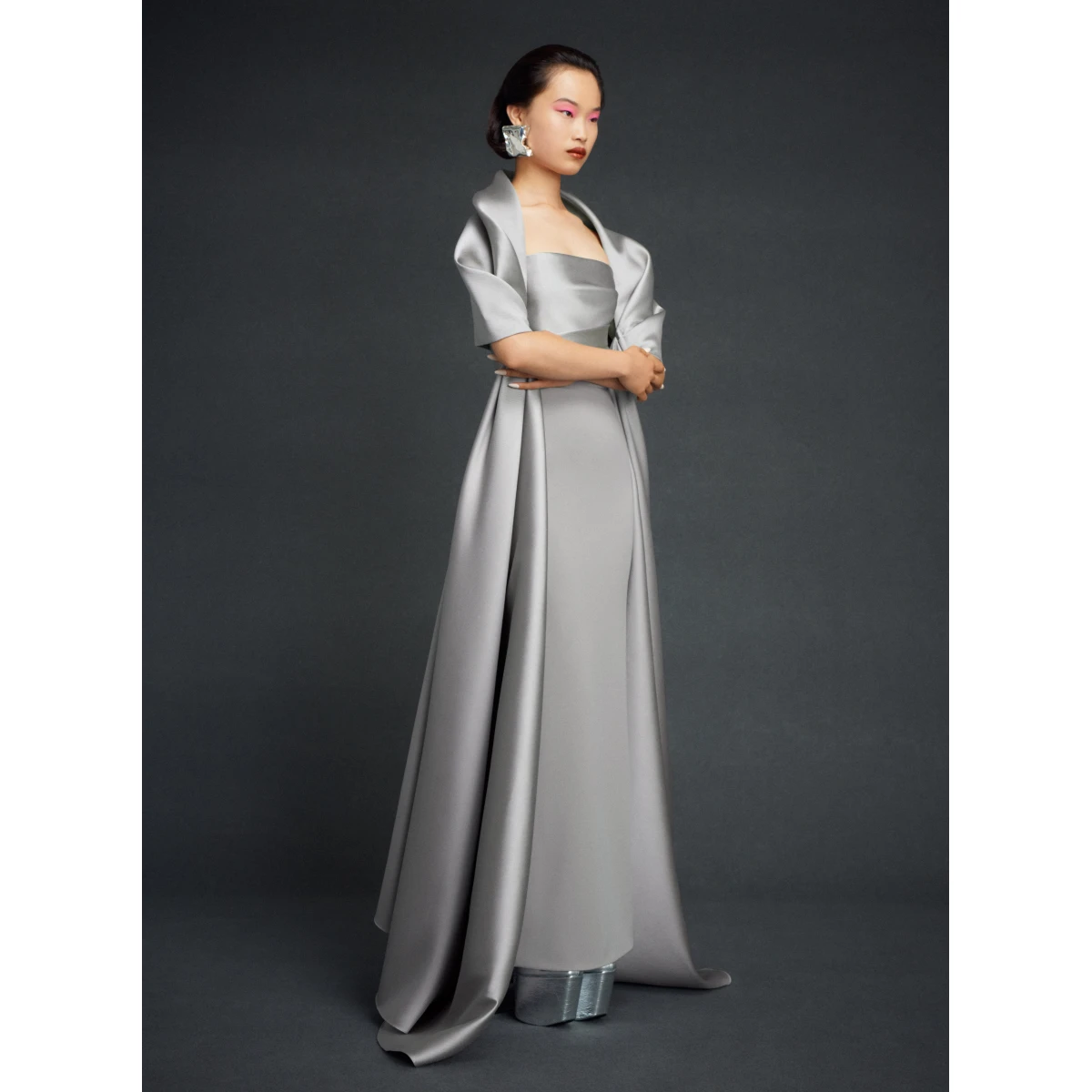 Solace London Gray The Vera Maxi Dress in Pewter