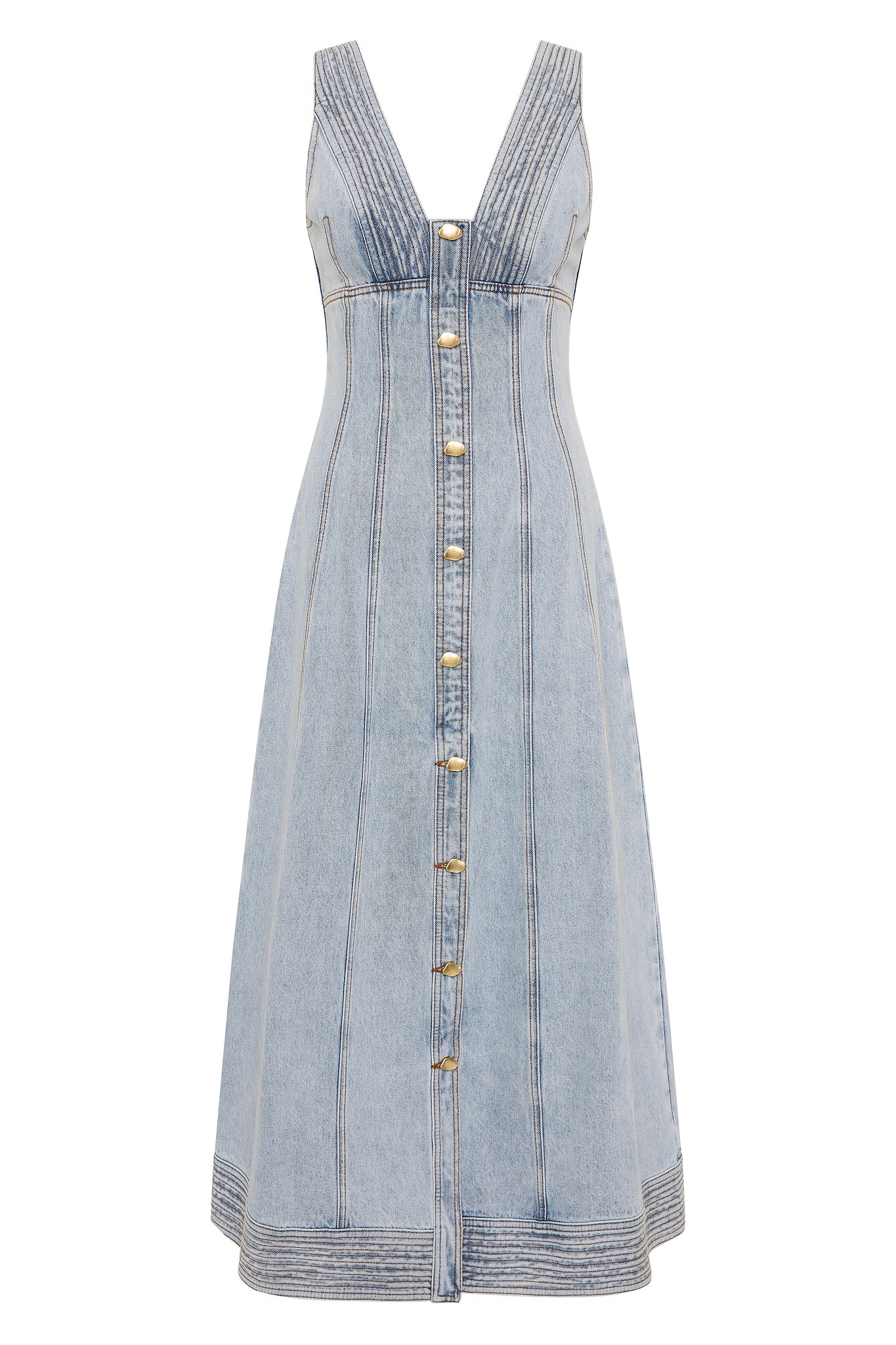 Aje Coast Denim Midi Dress