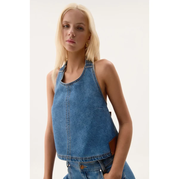 Aje Flynn Denim Halter Top, view 5
