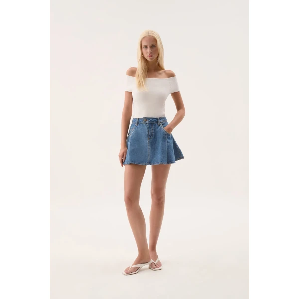 Aje Flynn Denim Mini Skirt, view 3