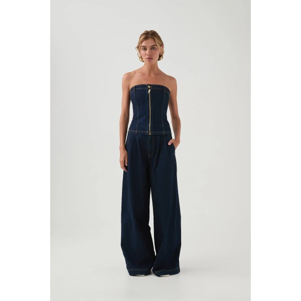 Junee Strapless Denim Bustier