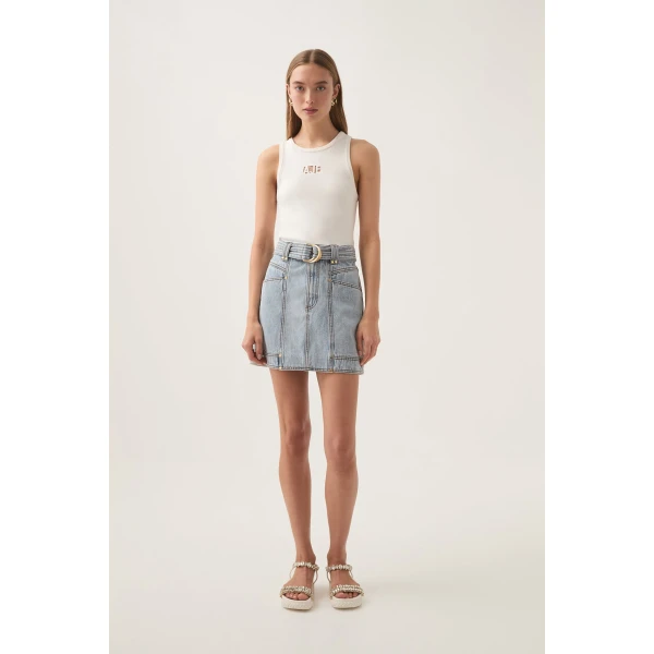 Aje Ray Denim Mini Skirt, view 3