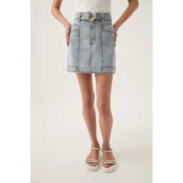 Aje Ray Denim Mini Skirt, view 4