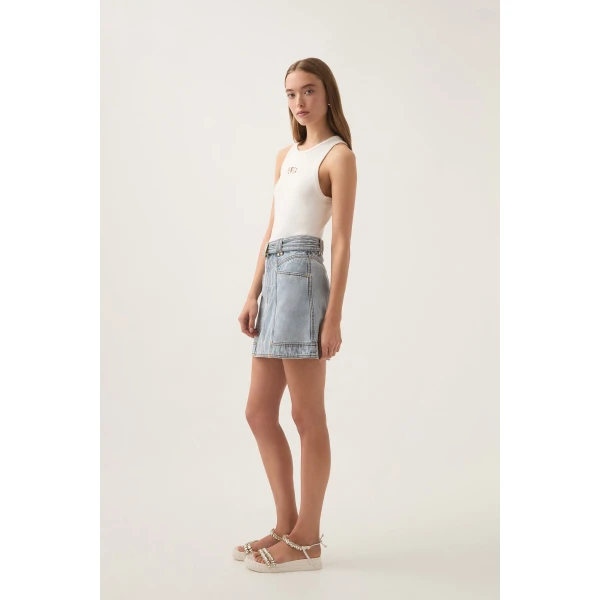 Aje Ray Denim Mini Skirt, view 6