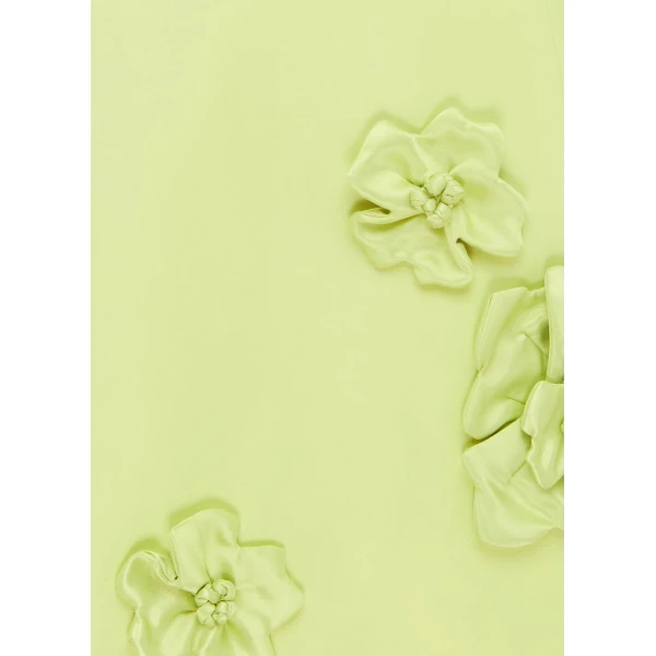 Leo Lin Aliza Long Sleeve Petal Mini Dress – Chartreuse, view 6