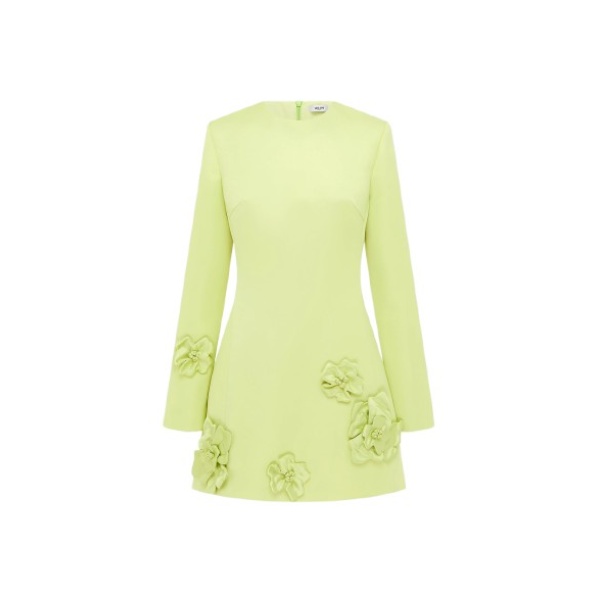 Leo Lin Aliza Long Sleeve Petal Mini Dress – Chartreuse