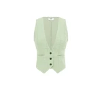 Leo Lin green vest – sleeveless tailored vest with structured silhouette, front buttons, and lapel collar.