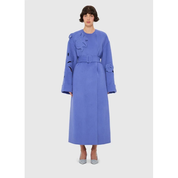 Leo Lin Celestine Appliqué Wool Coat – Moonlight, view 2