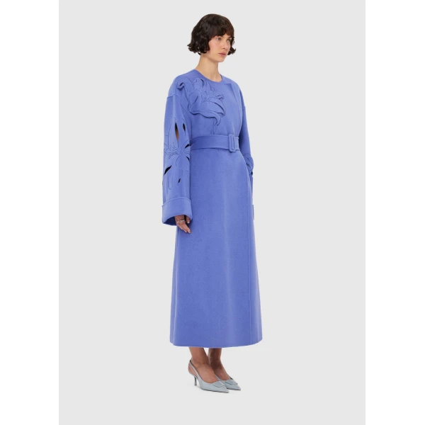 Leo Lin Celestine Appliqué Wool Coat – Moonlight, view 3