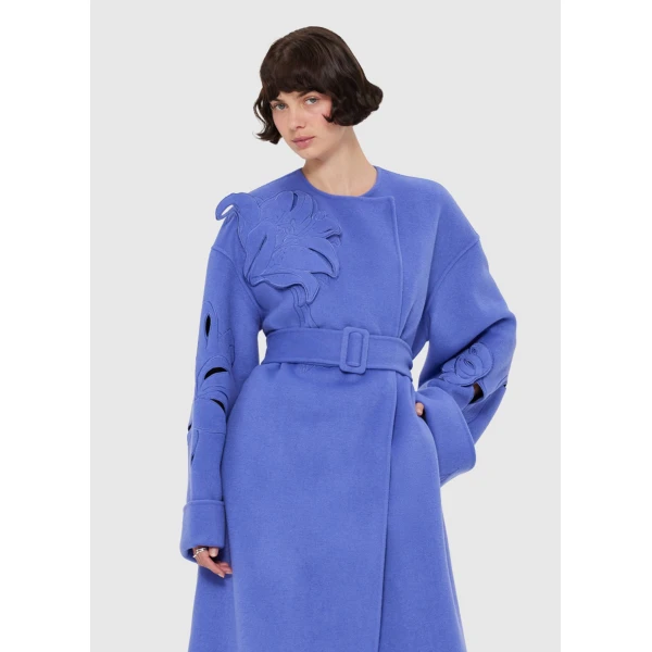 Leo Lin Celestine Appliqué Wool Coat – Moonlight, view 5