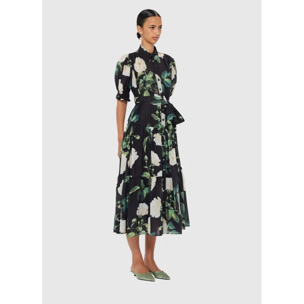 Leo Lin Ellie Bishop Sleeve Midi Dress – White Rose Print, view 3