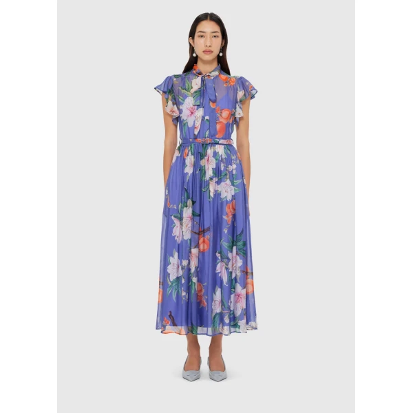 Leo Lin Grace Flutter Sleeve Midi Dress – Lavish Print in Moonlight, view 3