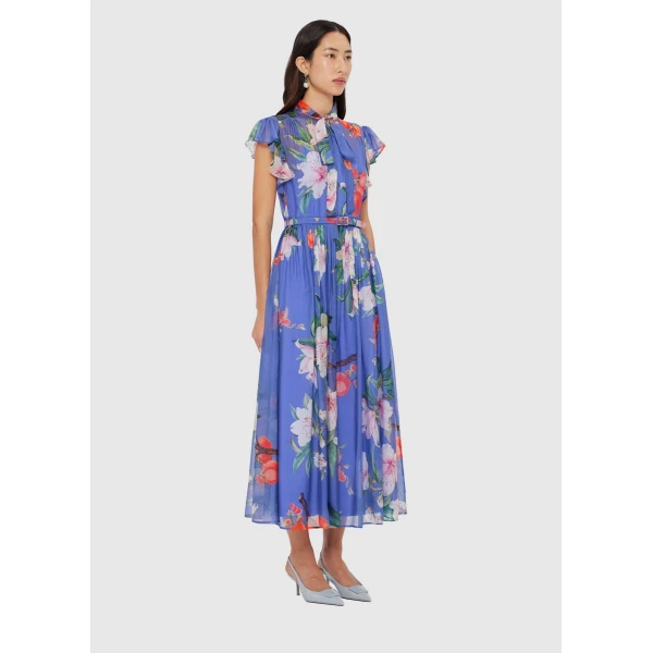 Leo Lin Grace Flutter Sleeve Midi Dress – Lavish Print in Moonlight, view 4