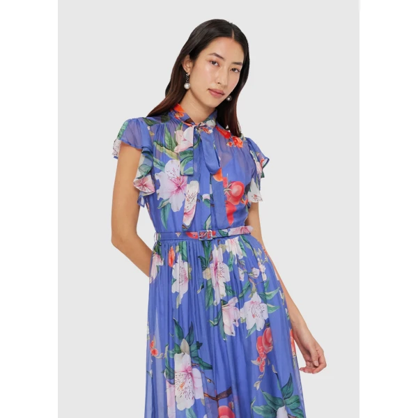 Leo Lin Grace Flutter Sleeve Midi Dress – Lavish Print in Moonlight, view 6