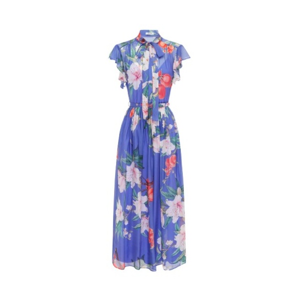 Leo Lin Grace Flutter Sleeve Midi Dress – Lavish Print in Moonlight