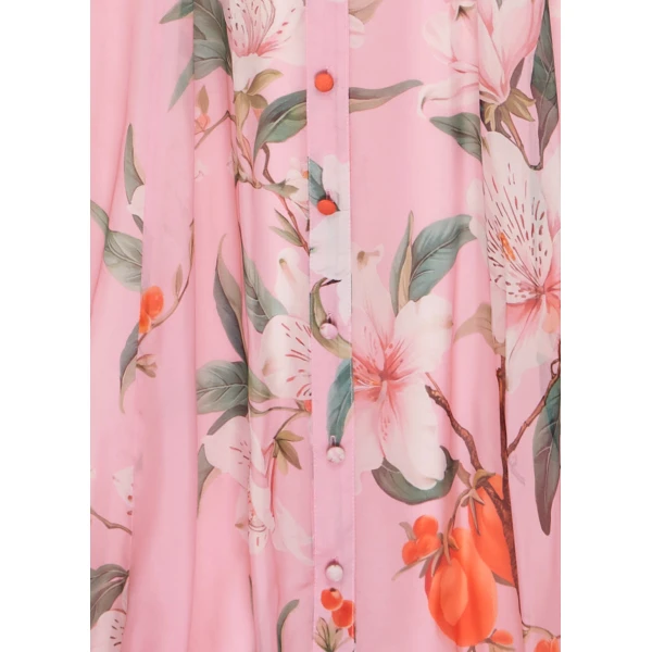 Leo Lin Lilith Tie Neck Maxi Dress – Lavish Print in Pink, view 6