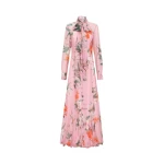 Leo Lin Lilith Tie Neck Maxi Dress – Lavish Print in Pink