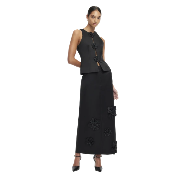 Leo Lin Olivia Petal Maxi Skirt – Ebony, view 5
