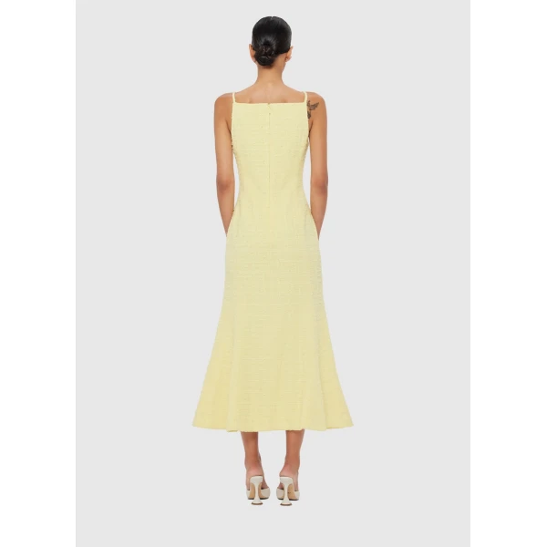 Leo Lin Regina Tweed Midi Dress – Sorbet Yellow, view 4