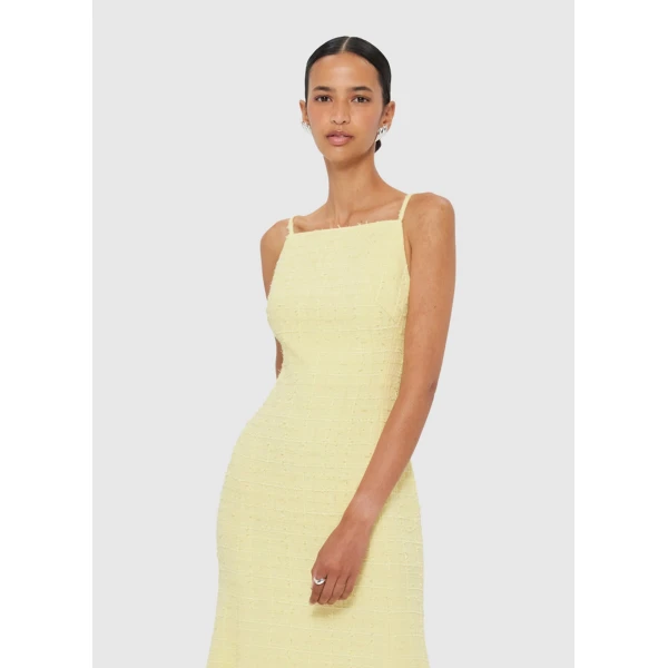Leo Lin Regina Tweed Midi Dress – Sorbet Yellow, view 5