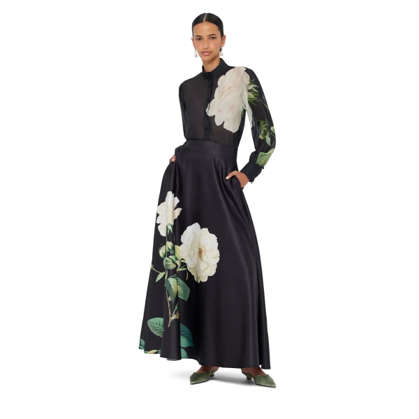 Leo Lin Rosalyn Maxi Skirt – White Rose Print, view 6