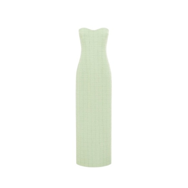 Leo Lin Zayna Tweed Bustier Maxi Dress – Caledon Green