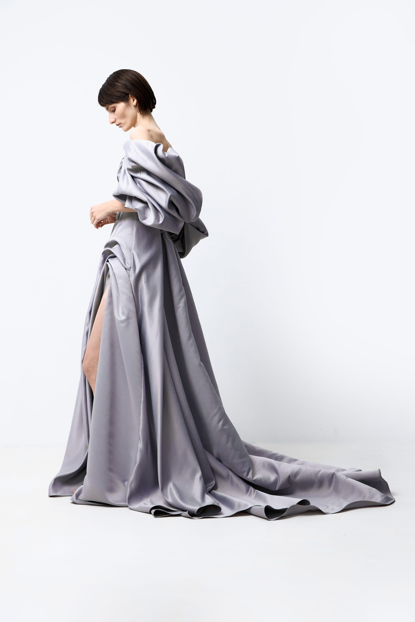 L’or volume shirt dress Shimmer Oversized Volume Sleeve Shirt Dress | boohoo