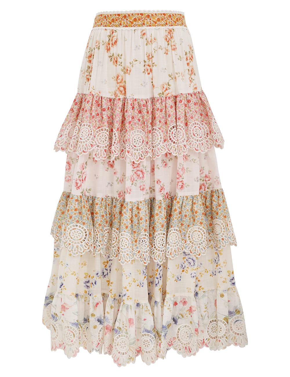 Zimmermann Lucky Embroidered Midi Skirt