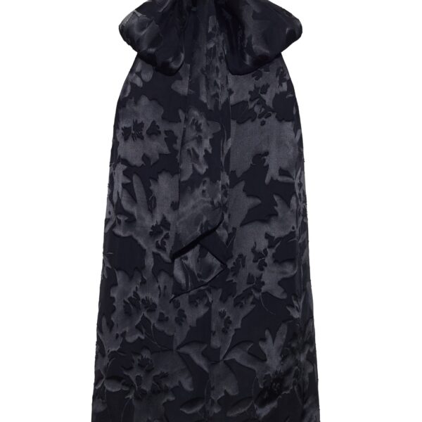 and features an intricate floral design. The classic black hue enhances the rich texture
