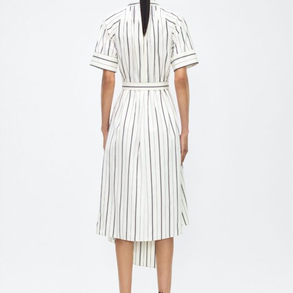 P25 Adam Lippes collection: The Nansi Dress is crafted from crisp stripe poplin in ivory and black