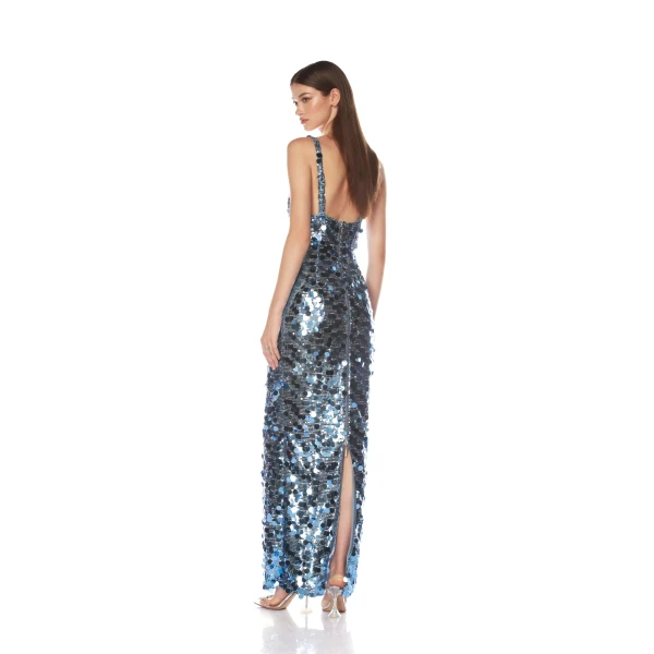 Bronx and Banco Allegra Ocean Blue Sequin Maxi Dress, view 4