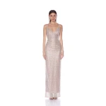Bronx and Banco Silver Allegra Silver Sequin Maxi Dress  a harmonious blend of structured elegance and timeless sophistication