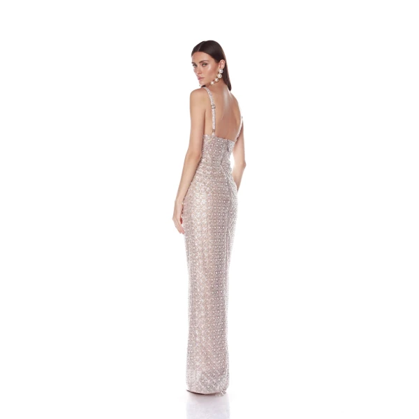 Bronx and Banco Allegra Silver Sequin Maxi Dress, view 3