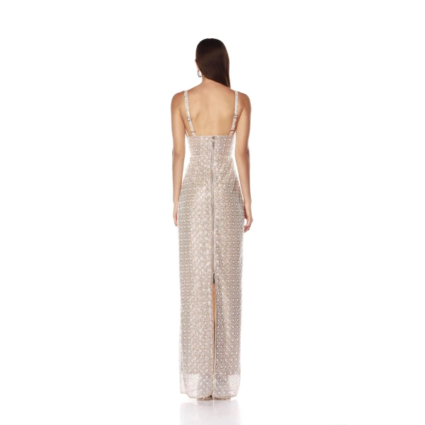 Bronx and Banco Allegra Silver Sequin Maxi Dress, view 4
