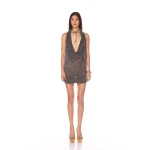 Bronx and Banco Silver Amalia Noir Mini Dress  a harmonious blend of structured elegance and timeless sophistication