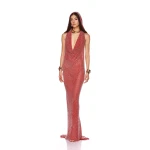 Bronx and Banco Red Amalia Red Gown  a harmonious blend of structured elegance and timeless sophistication