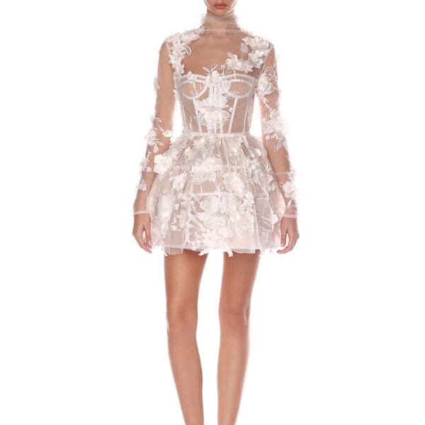 Bronx and Banco Multicolour Anastasia Floral Long Sleeve Mini Dress  a harmonious blend of structured elegance and timeless sophistication.