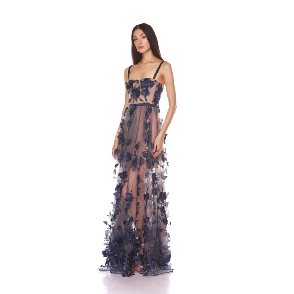 Bronx and Banco Anastasia Navy Maxi Dress, view 3