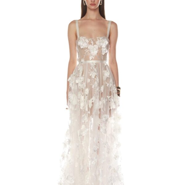 Bronx and Banco White Anastasia White Maxi Dress  a harmonious blend of structured elegance and timeless sophistication.