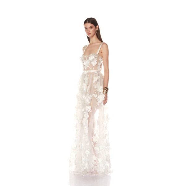 Bronx and Banco Anastasia White Maxi Dress, view 4