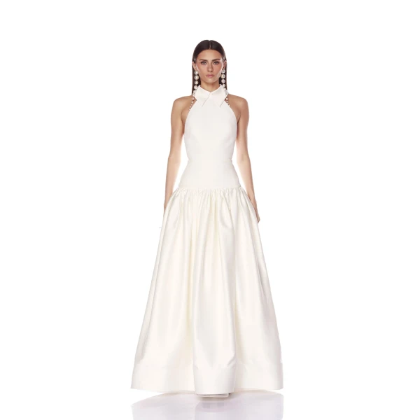 Bronx and Banco Arlo Halterneck White Gown, view 2