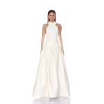 Bronx and Banco White Arlo Halterneck White Gown  a harmonious blend of structured elegance and timeless sophistication