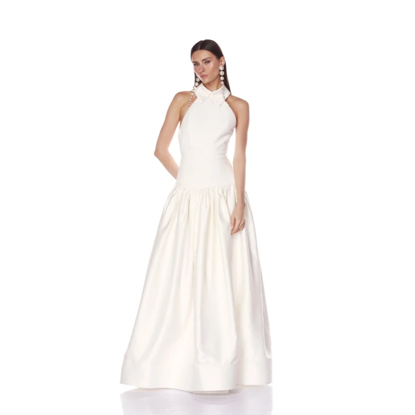 Bronx and Banco Arlo Halterneck White Gown, view 3