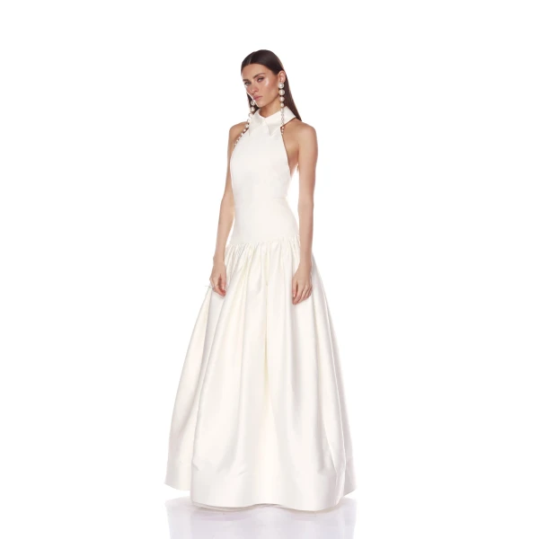 Bronx and Banco Arlo Halterneck White Gown, view 4