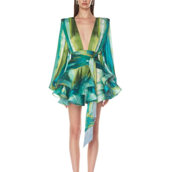 Bronx and Banco Multicolour Bedouin Coastal Mini Dress  a harmonious blend of structured elegance and timeless sophistication